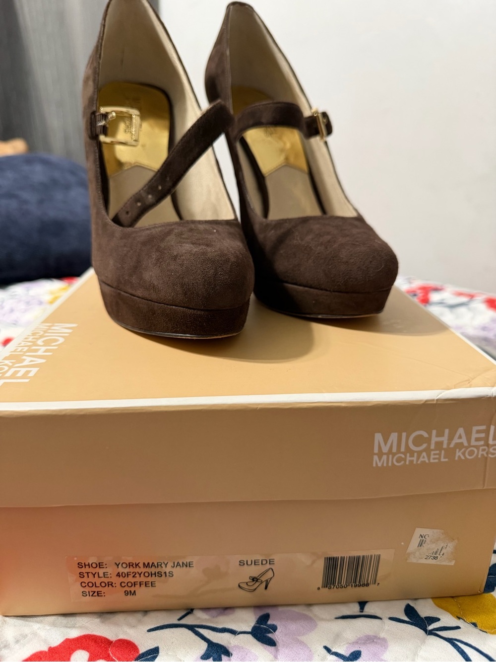 Michael Kors Chocolate Brown Suede Mary Jane Platform Heels - Picture 6 of 6